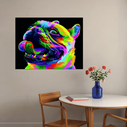 A Fun and Colorful Portrait of the Dog Animal Art Poster