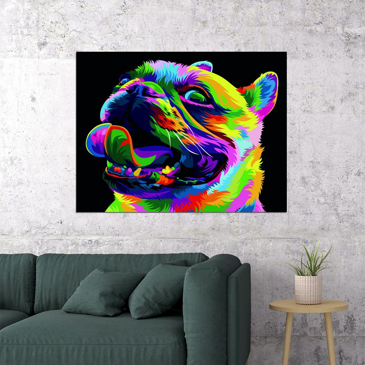 A Fun and Colorful Portrait of the Dog Animal Art Poster