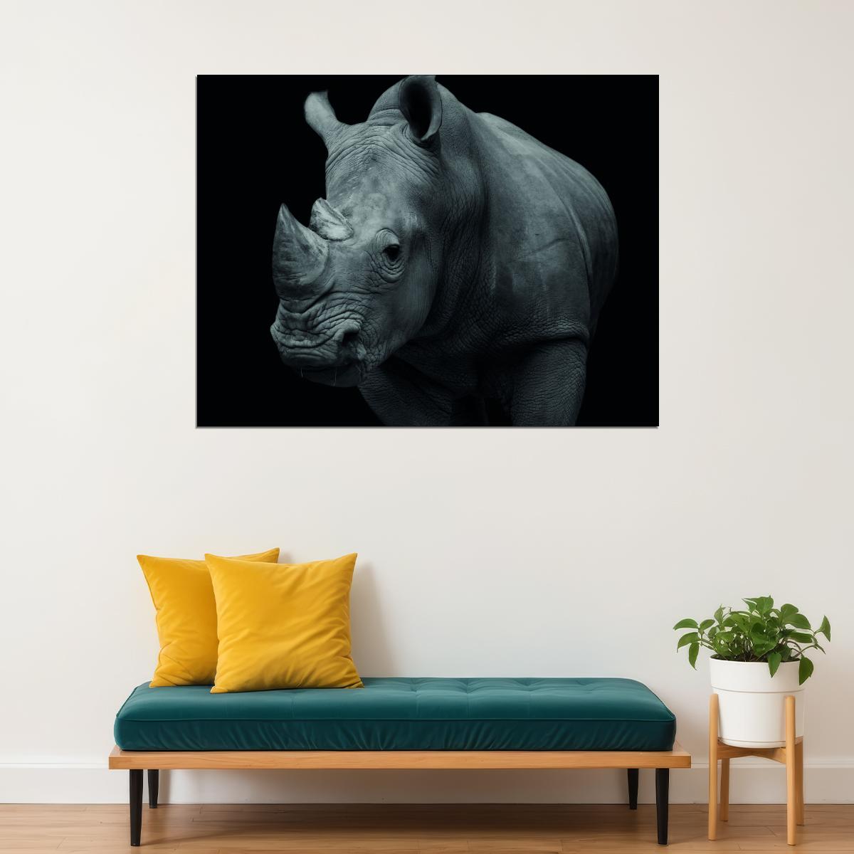 The Rhino: A Striking and Powerful Portrait Animal Art Poster - xonomax