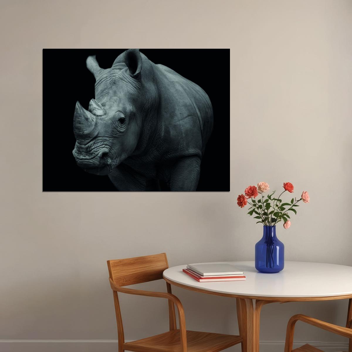 The Rhino: A Striking and Powerful Portrait Animal Art Poster - xonomax