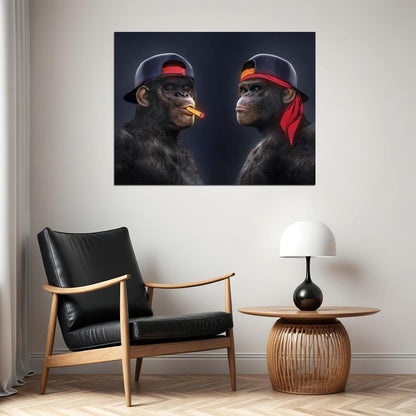 Monkeys Hip Hop Rappers Snapbacks Thug Style Pop Art Poster - xonomax