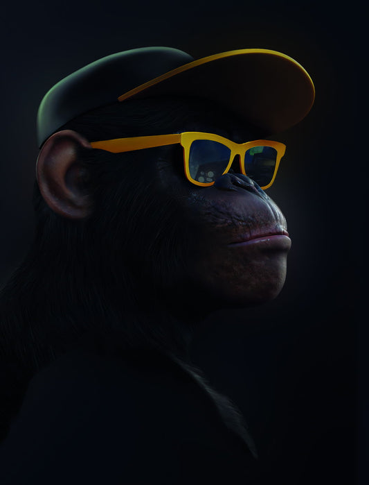 The Monkey in the Cap and Sunglasses Animal Art Poster - xonomax