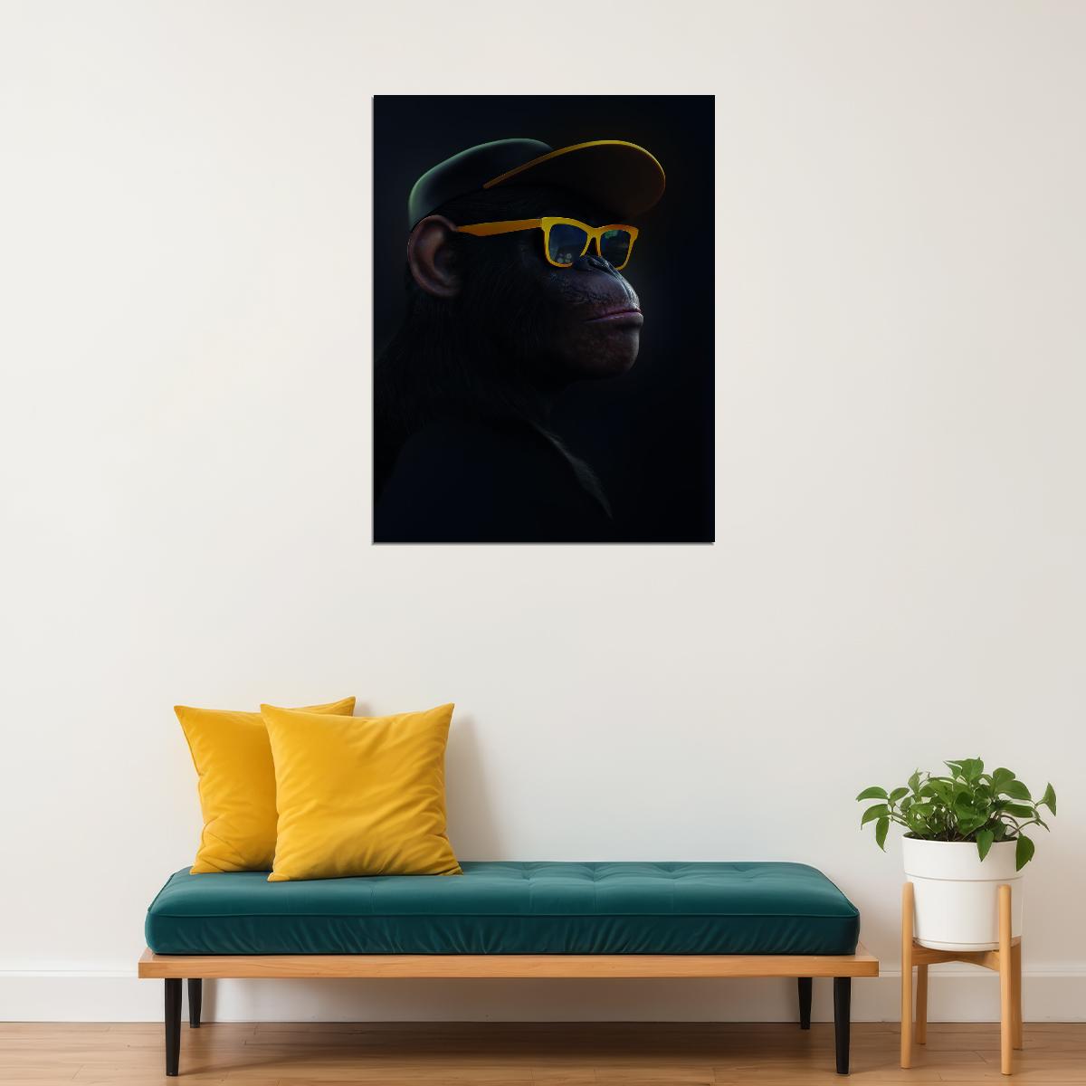 The Monkey in the Cap and Sunglasses Animal Art Poster - xonomax