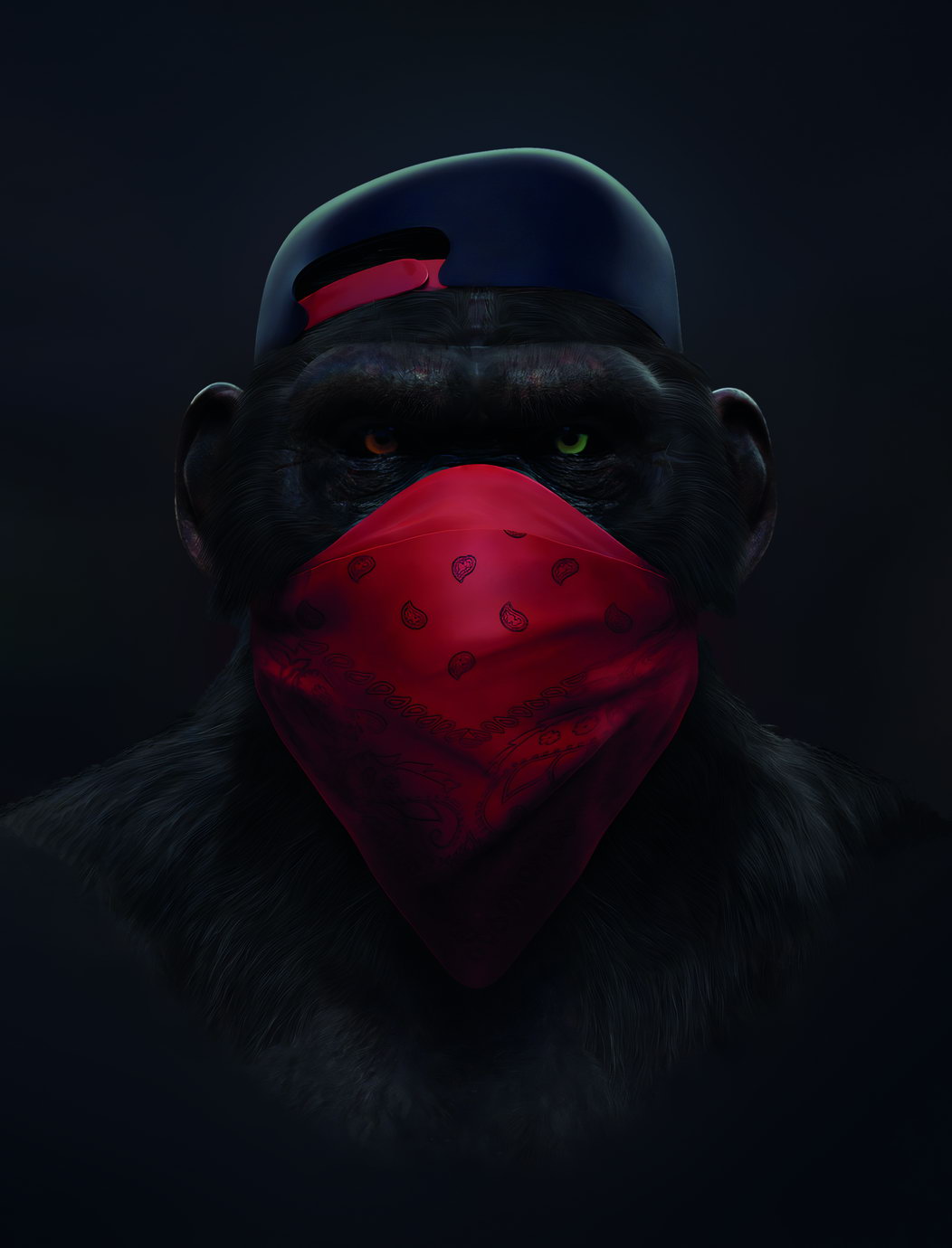 Monkey In Red Balaclava Pop Art Poster - xonomax