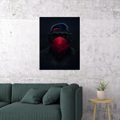 Monkey In Red Balaclava Pop Art Poster - xonomax
