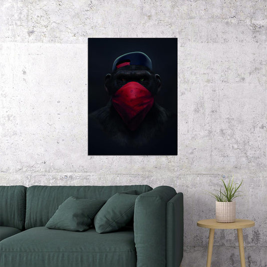 Monkey In Red Balaclava Pop Art Poster - xonomax