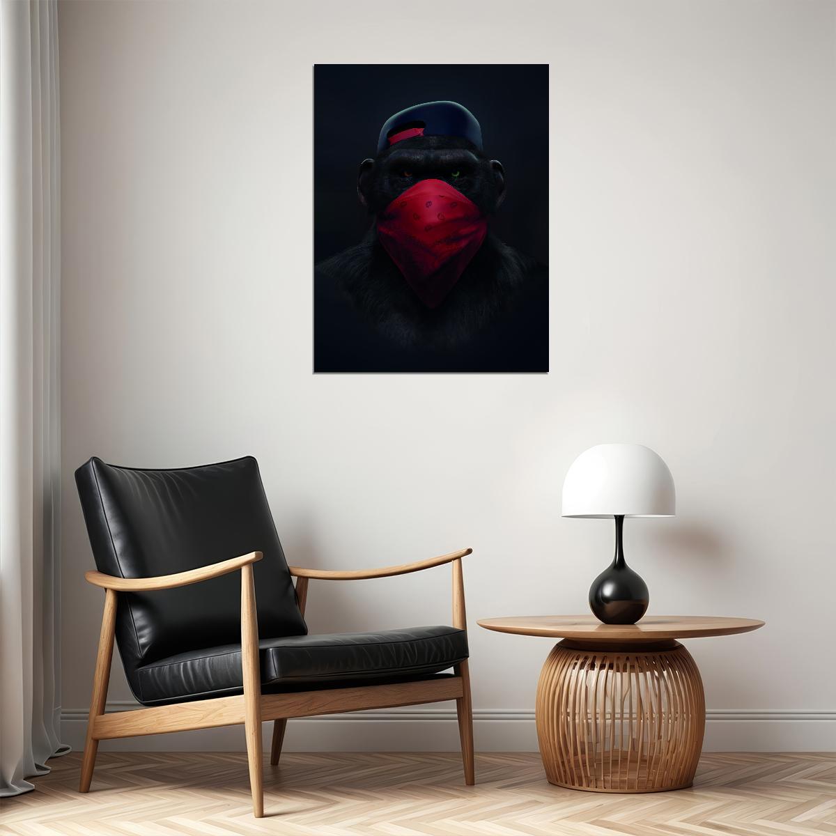 Monkey In Red Balaclava Pop Art Poster - xonomax