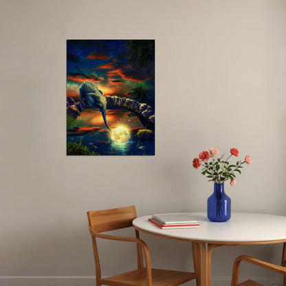 Elephant Cosmic Connection Catch The Moon Animal Art Poster - xonomax
