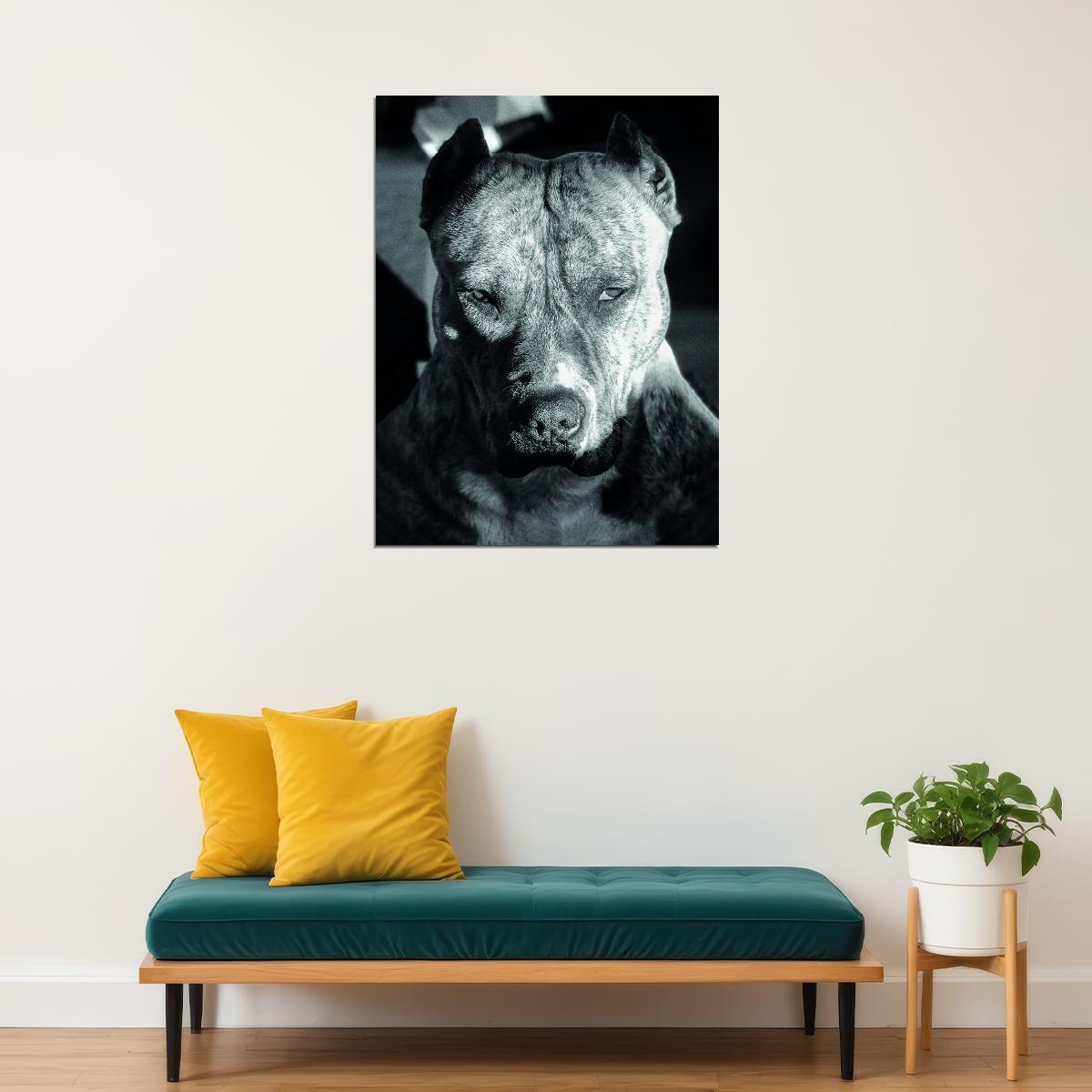 American Staffordshire Terrier Amstaff Black And White Dog Animal Art Poster - xonomax
