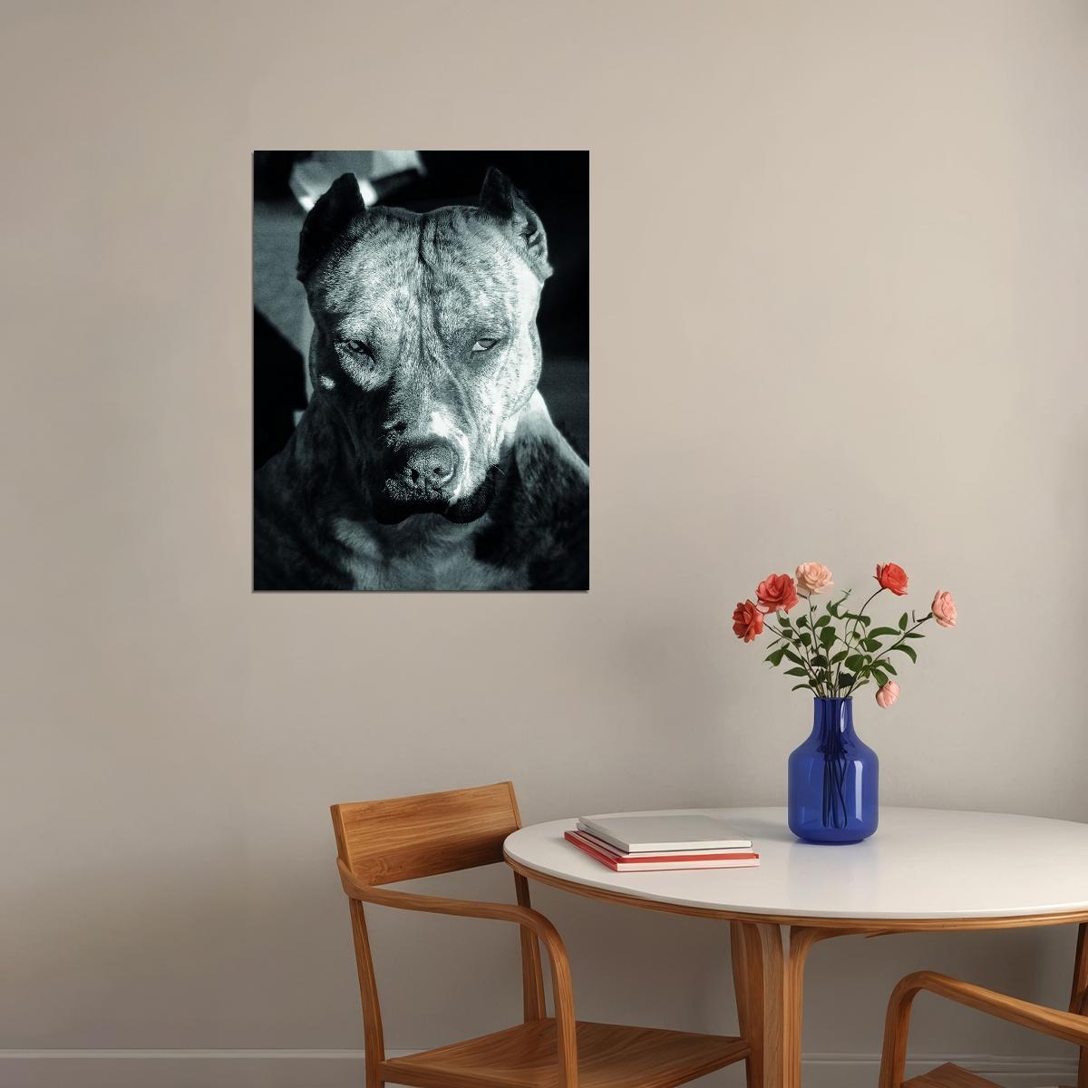 American Staffordshire Terrier Amstaff Black And White Dog Animal Art Poster - xonomax