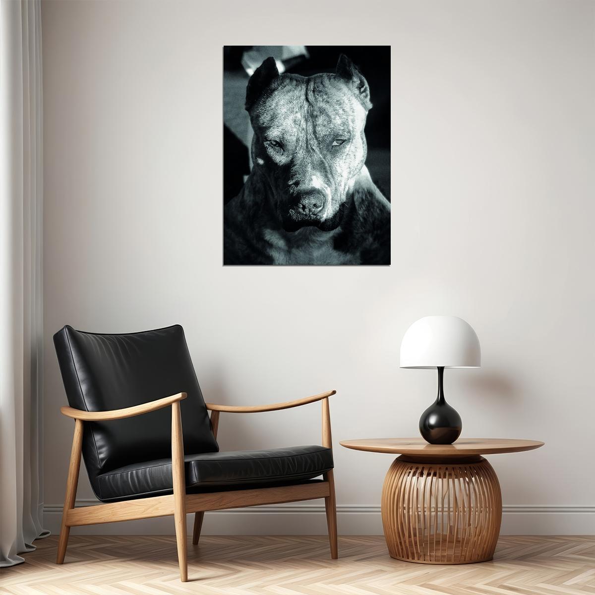 American Staffordshire Terrier Amstaff Black And White Dog Animal Art Poster - xonomax