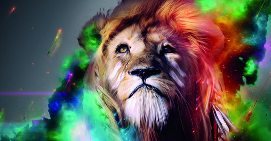 Surreal Lion of Infinity Animal Pop Art Poster - xonomax