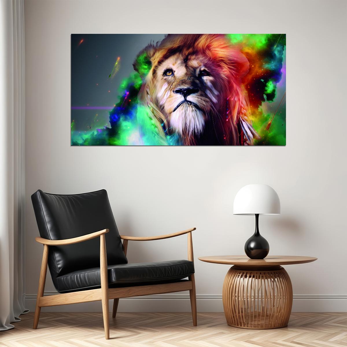 Surreal Lion of Infinity Animal Pop Art Poster - xonomax