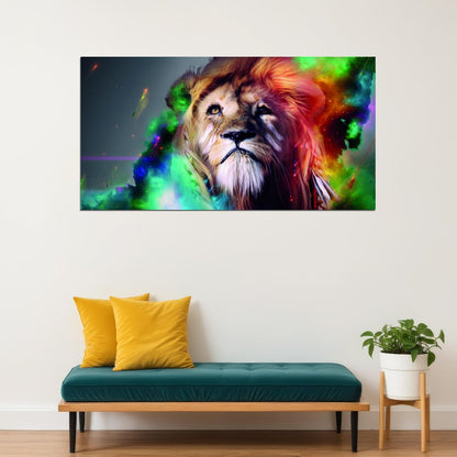 Surreal Lion of Infinity Animal Pop Art Poster - xonomax
