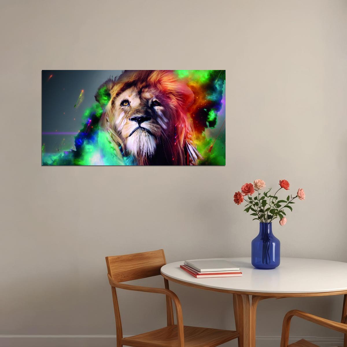 Surreal Lion of Infinity Animal Pop Art Poster - xonomax