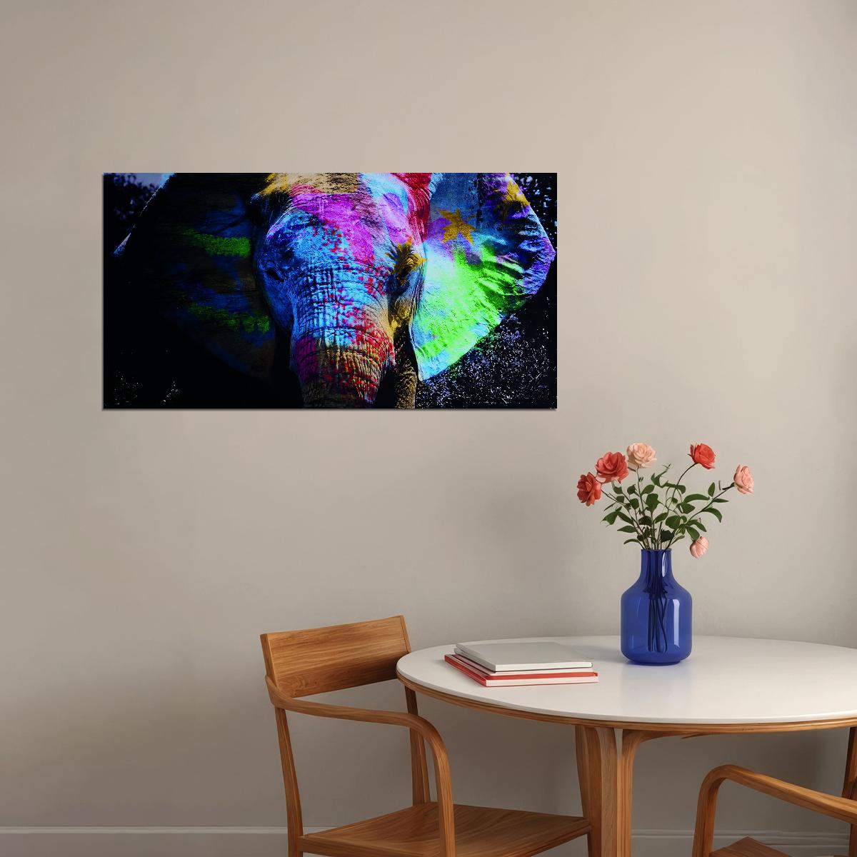Elephant Colorfull Pop Art Poster Multicolor Watercolor - xonomax