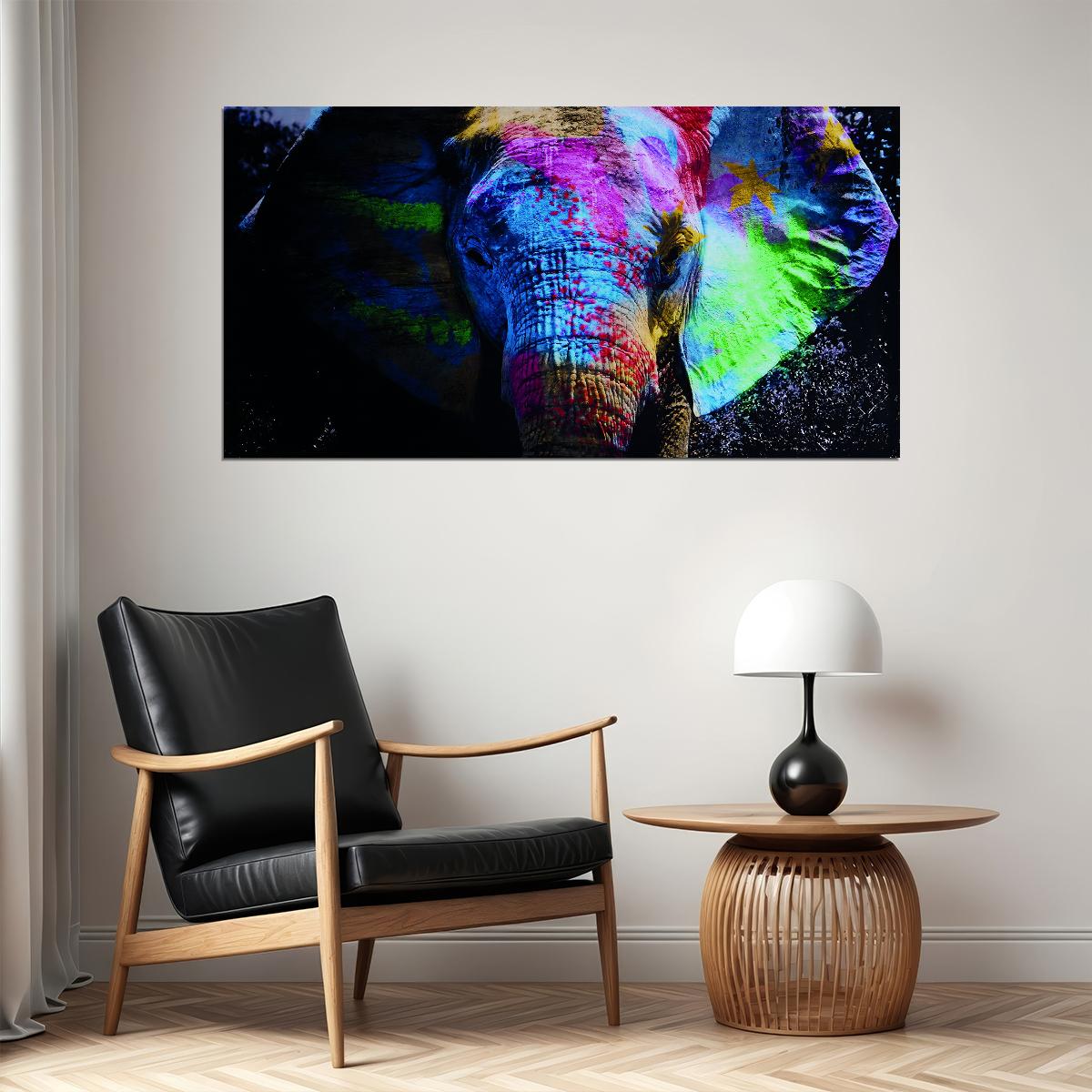 Elephant Colorfull Pop Art Poster Multicolor Watercolor - xonomax