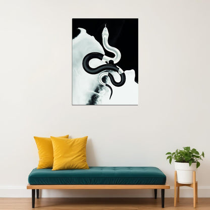 The Dance of Light and Dark: Snake Symbol Circle of Life and Death Animal Art Poster - xonomax