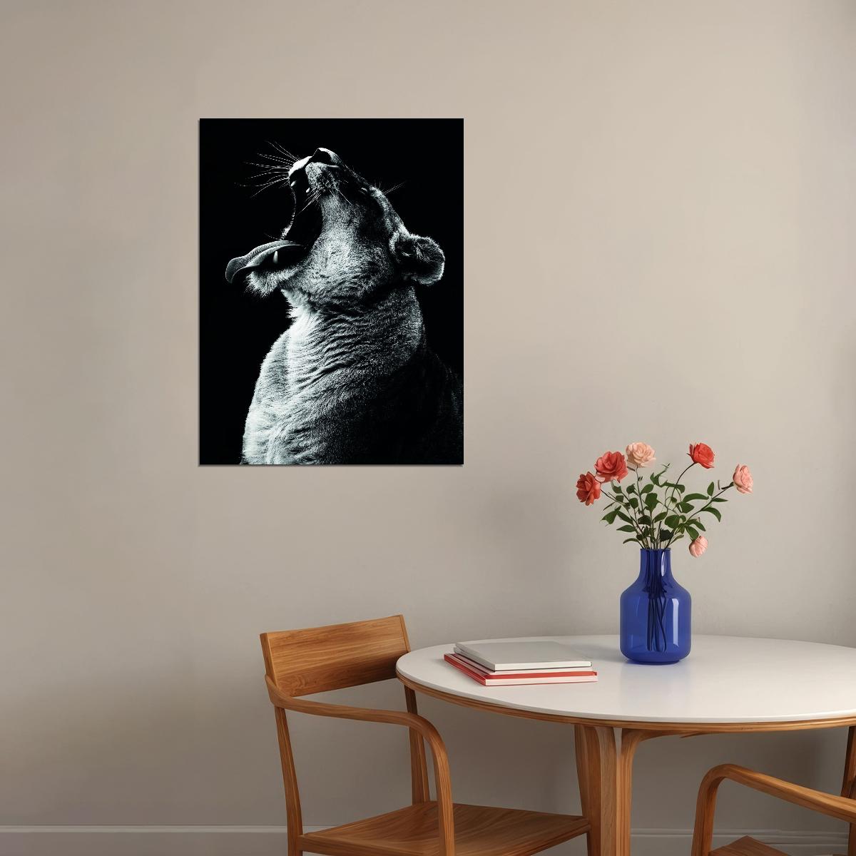 A Striking and Powerful Image of a Lioness Animal Art Poster