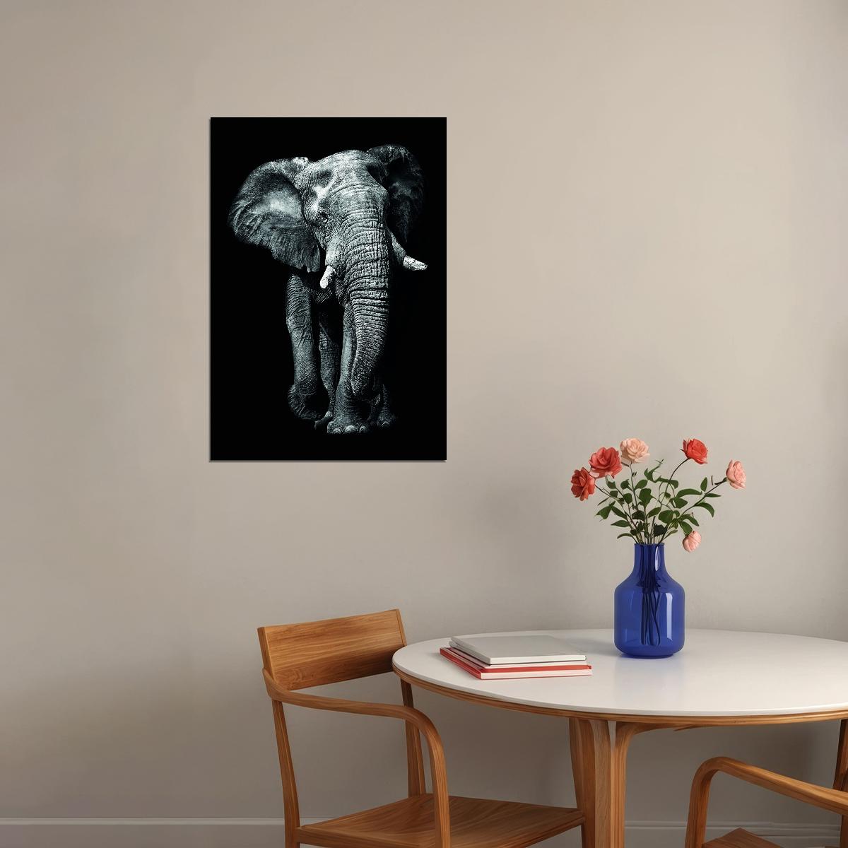 The Majesty of the Elephant: Black and White Animal Art Poster - xonomax