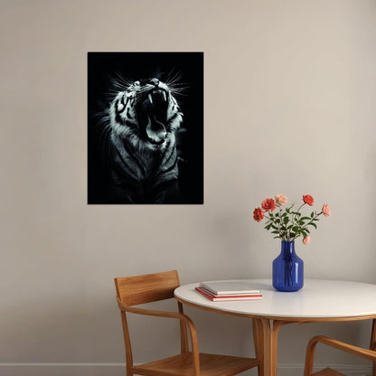 Power in the Darkness Tiger Black and White Animal Art Poster - xonomax