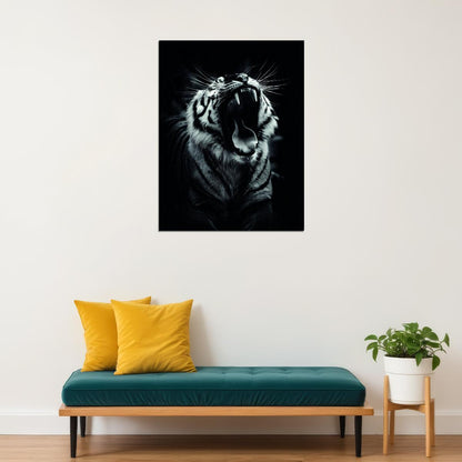 Power in the Darkness Tiger Black and White Animal Art Poster - xonomax