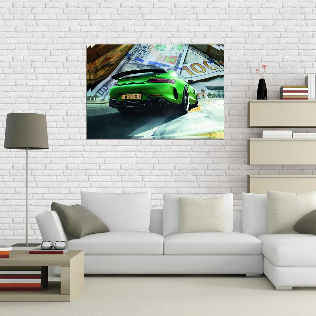 Green Mercedes Benz Speedway Background Dollar Car Poster