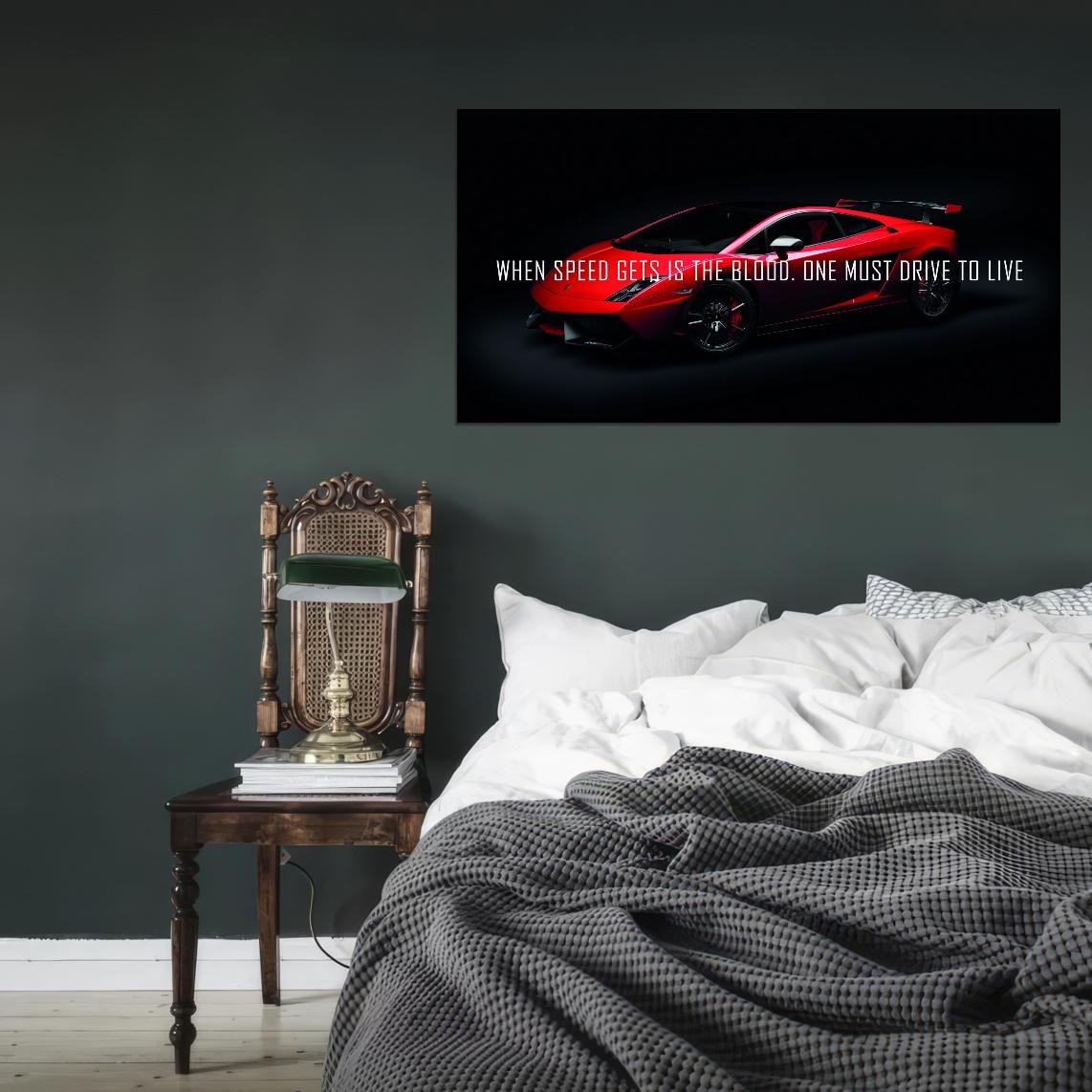 When Speed Gets Is The Blood Dark Style Red Lamborghini With Quote Poster