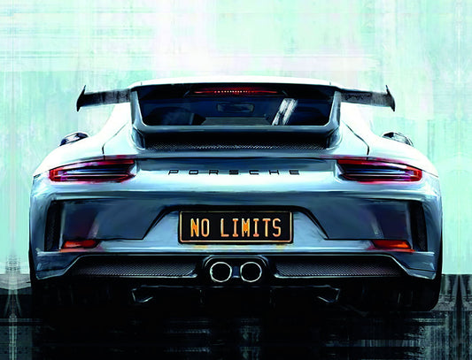 Blue Sportcar Porshe No Limits Quote