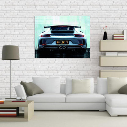 Blue Sportcar Porshe No Limits Quote Poster