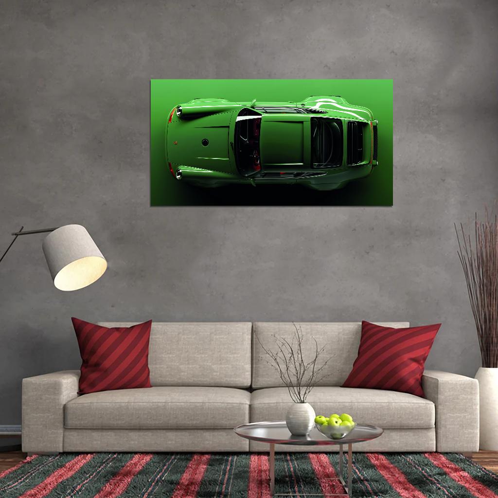 Green Porshe 911 Turbo Old Sportcar Car Poster