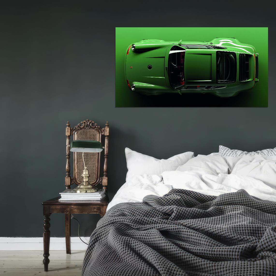Green Porshe 911 Turbo Old Sportcar Car Poster