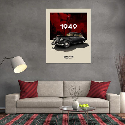 1949 Retro USSR Black Car ZIS 115 Poster