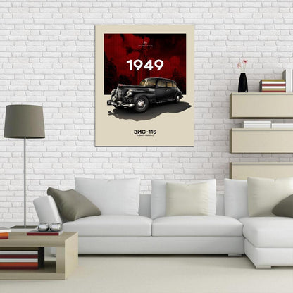 1949 Retro USSR Black Car ZIS 115 Poster