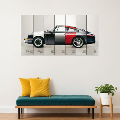 Evolution Of Porshe Models 911 1963-2001 Car Poster