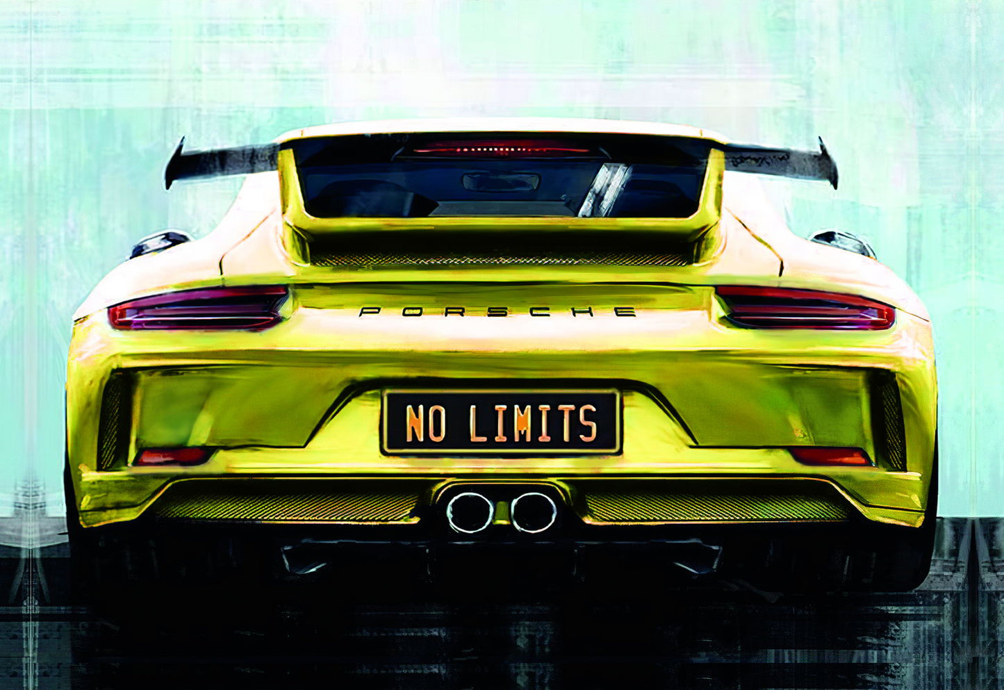 Yellow Sportcar Porshe No Limits Quote Poster