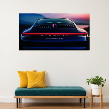 Dark Space Blue Porshe 911 Carrera 4S Sportcar Car Poster