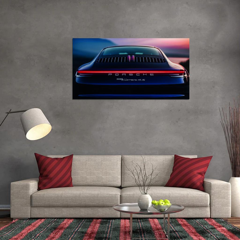 Dark Space Blue Porshe 911 Carrera 4S Sportcar Car Poster