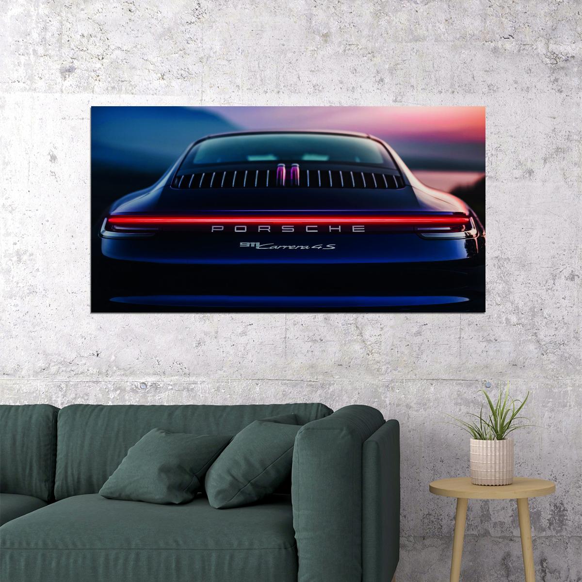 Dark Space Blue Porshe 911 Carrera 4S Sportcar Car Poster