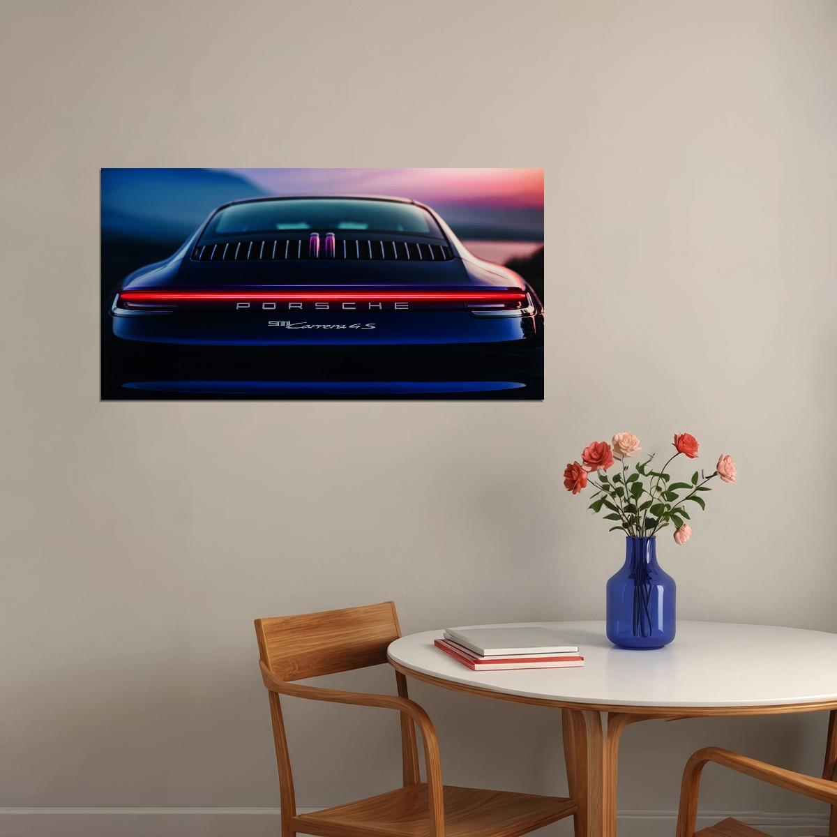 Dark Space Blue Porshe 911 Carrera 4S Sportcar Car Poster