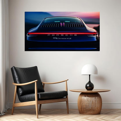 Dark Space Blue Porshe 911 Carrera 4S Sportcar Car Poster