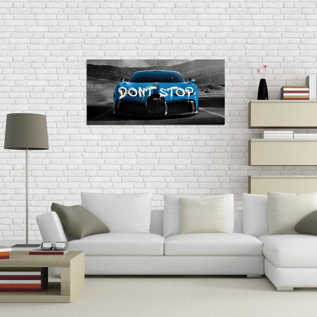 Dont Stop Motivational Quote Blue Buggatti On Highway Sportcar Poster