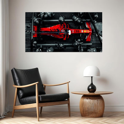 Red Ferrari F40 in a Pit Lane Car Poster