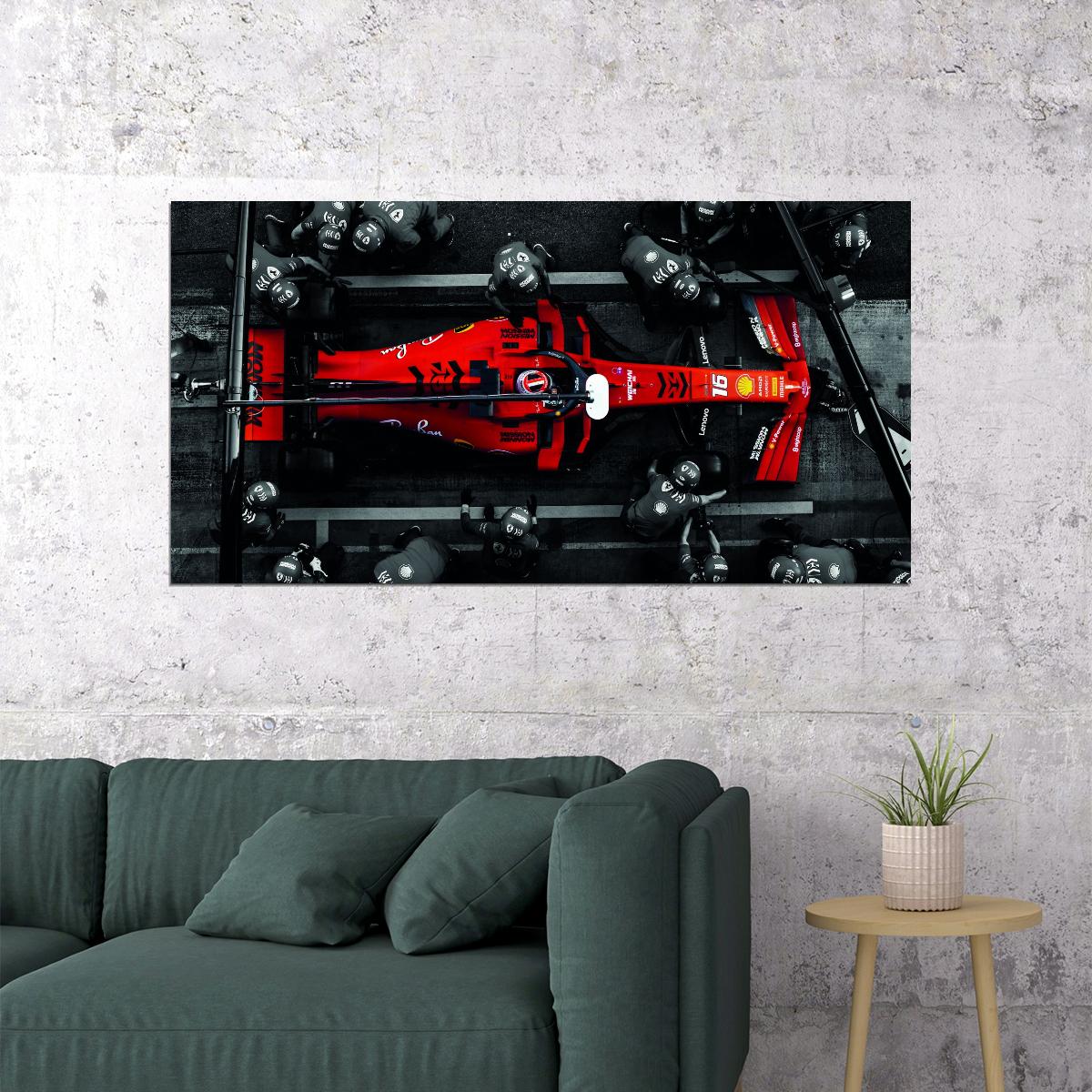 Red Ferrari F40 in a Pit Lane Car Poster