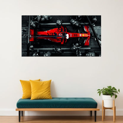 Red Ferrari F40 in a Pit Lane Car Poster