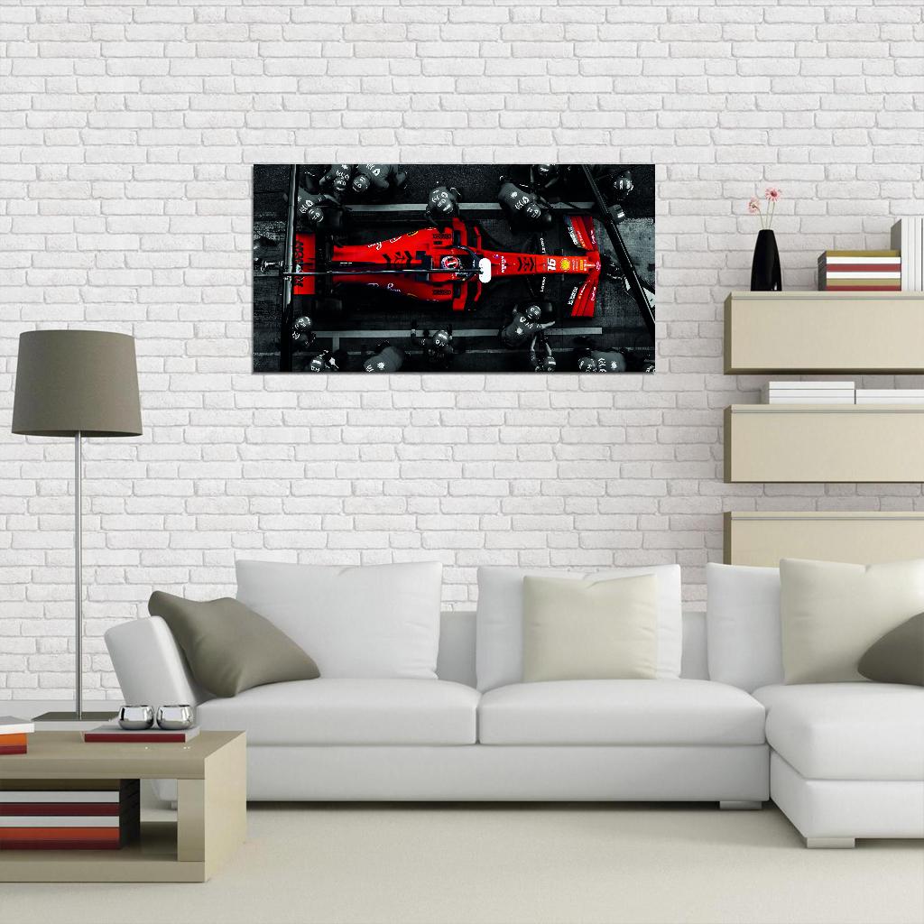 Red Ferrari F40 in a Pit Lane Car Poster