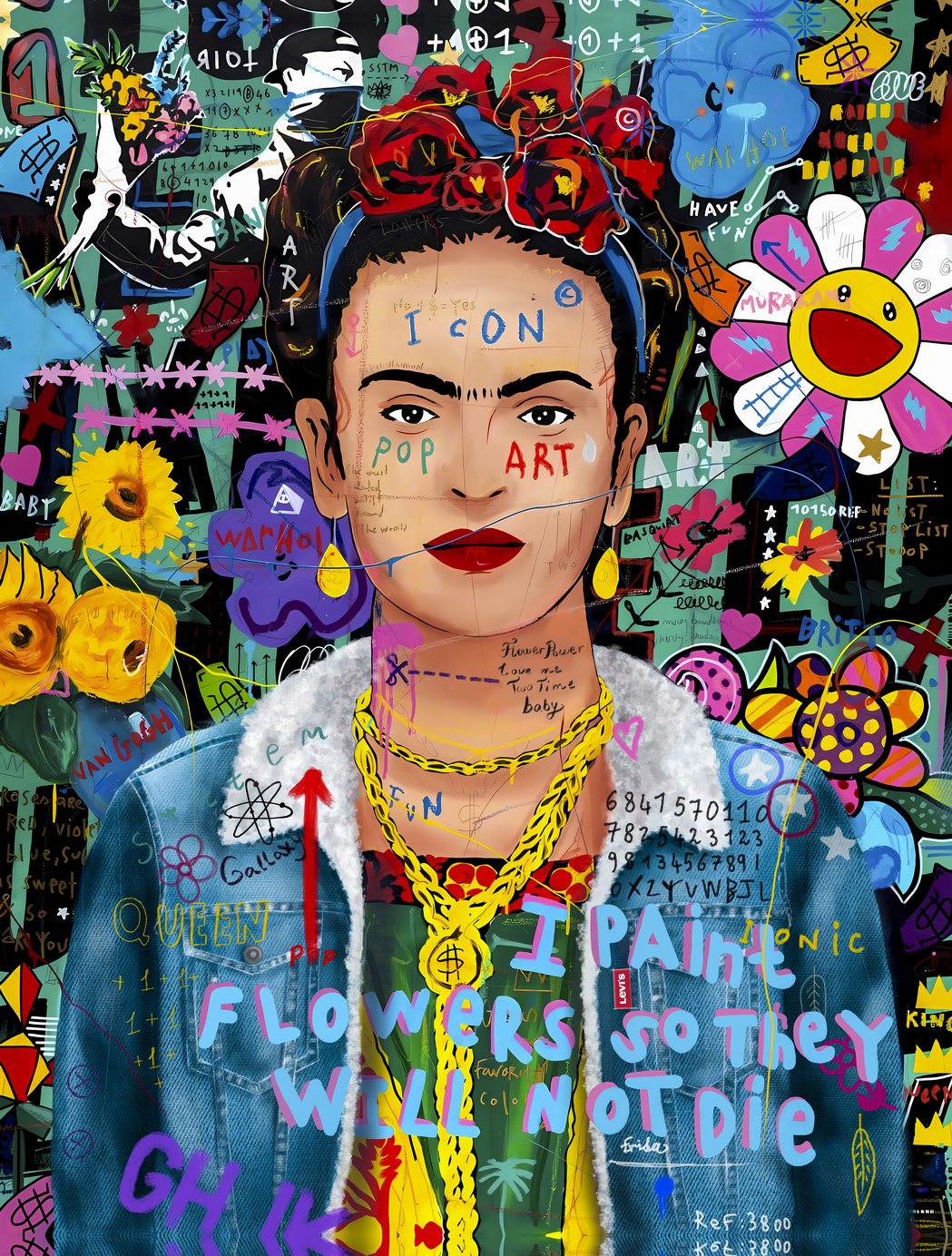 Vibrant Collage Flowers Graffiti Poster Pop Art Icon - xonomax