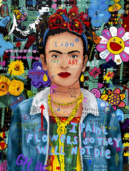 Vibrant Collage Flowers Graffiti Poster Pop Art Icon - xonomax