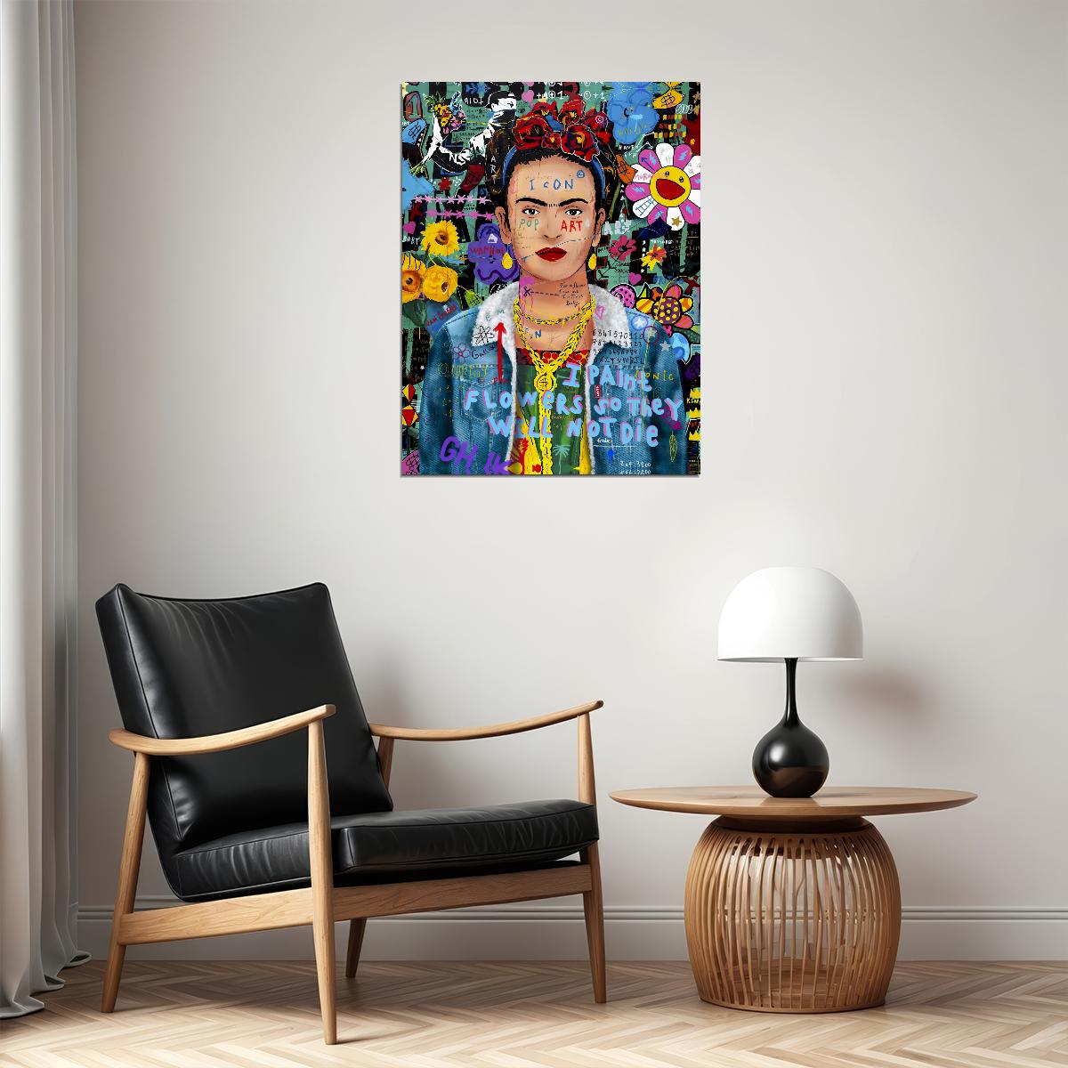 Vibrant Collage Flowers Graffiti Poster Pop Art Icon - xonomax