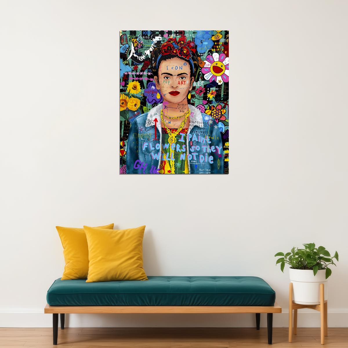 Vibrant Collage Flowers Graffiti Poster Pop Art Icon - xonomax